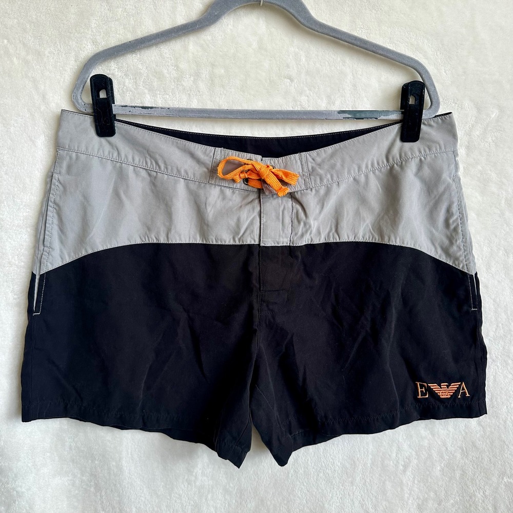 Emporio Armani Swim Trunks Colorblock Grey Black Men's Size 54 US‎ 38 XXL